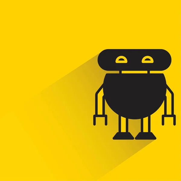 Robô Com Sombra Fundo Amarelo — Vetor de Stock