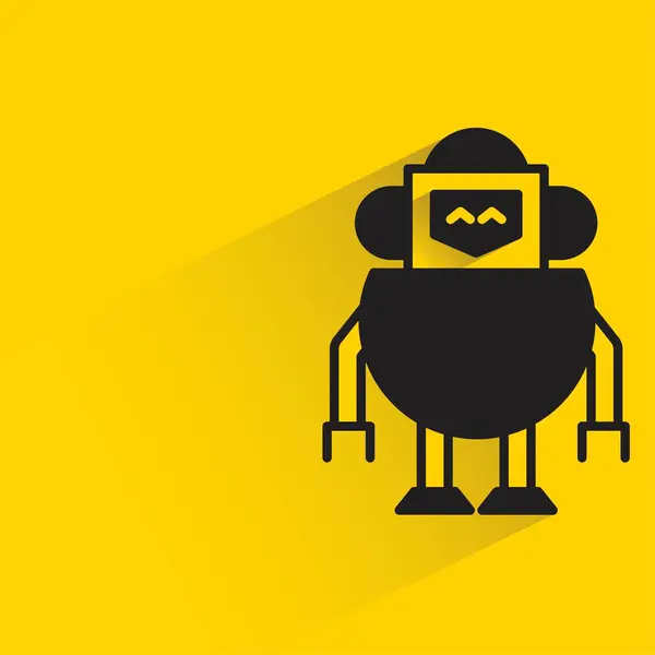 Robot Droid Stínem Žlutém Pozadí — Stockový vektor