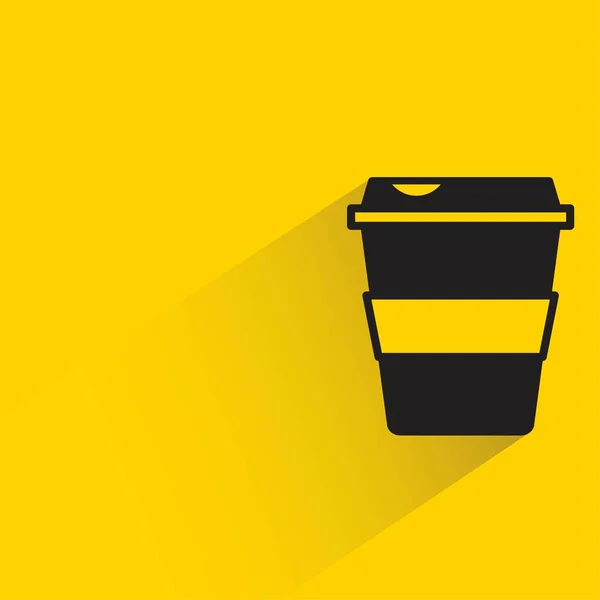 Coffee Cup Shadow Yellow Background — Vettoriale Stock