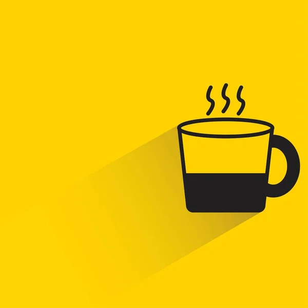 Coffee Cup Shadow Yellow Background — Image vectorielle