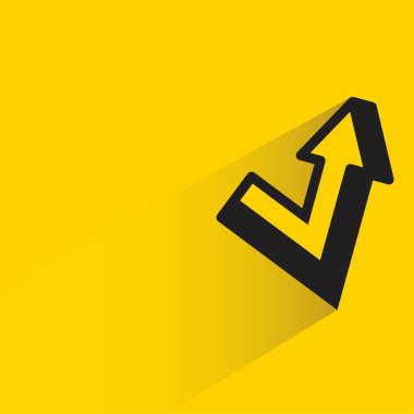 arrow icon with shadow on yellow background