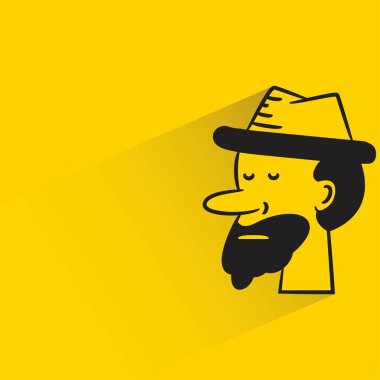 sarı arka planda gölgesi olan sakallı adam karakteri