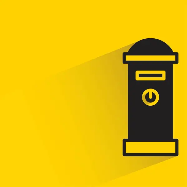 Mailbox Met Schaduw Gele Achtergrond — Stockvector