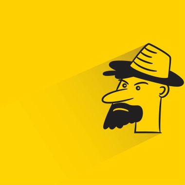 sarı arka planda gölgesi olan sakallı adam karakteri