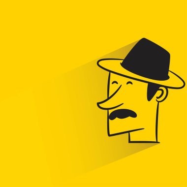 Sarı arka planda gölgesi olan erkek yüz avatarı