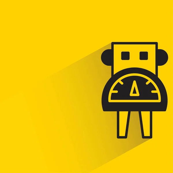 Robô Bonito Com Sombra Fundo Amarelo — Vetor de Stock