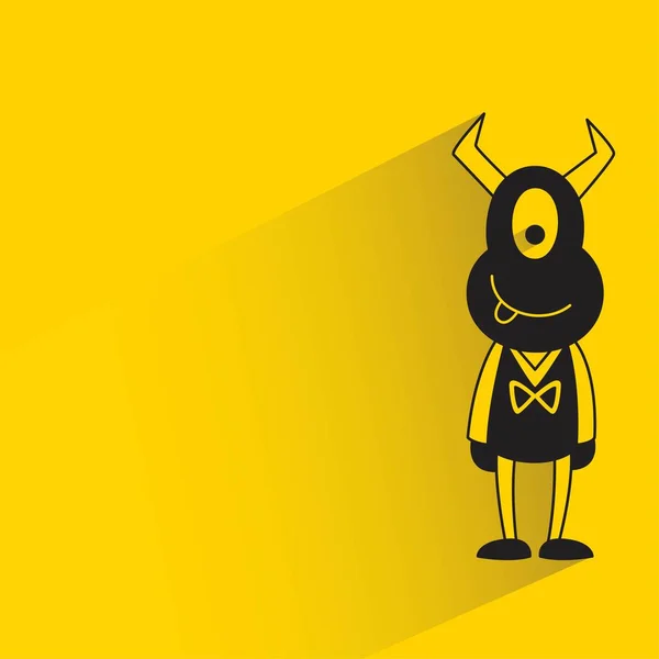 Monstruo Icono Con Sombra Sobre Fondo Amarillo — Vector de stock
