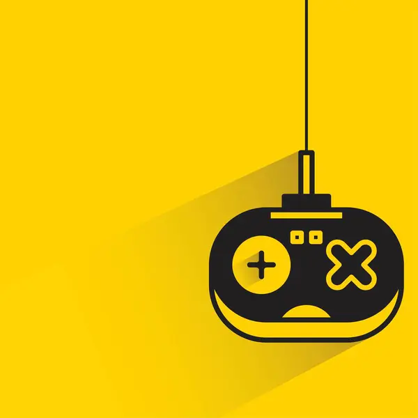 Game Joystick Shadow Yellow Background — Stock Vector