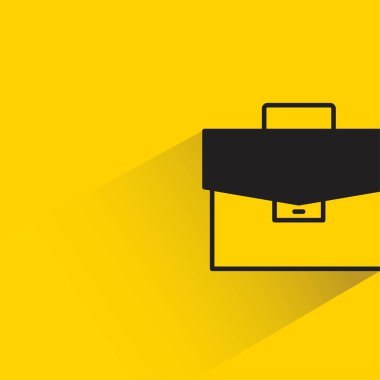 Sarı arkaplanda gölgesi olan evrak çantası simgesi