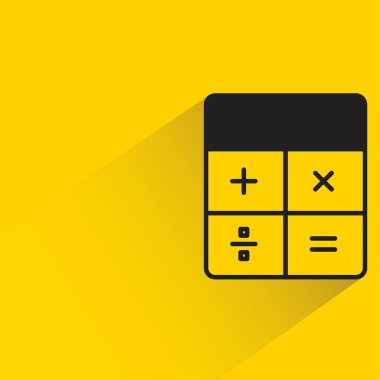 Sarı arkaplanda gölgesi olan hesap makinesi simgesi