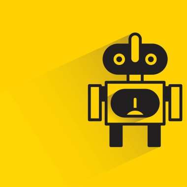 Sarı arka planda gölgesi olan droid robot.