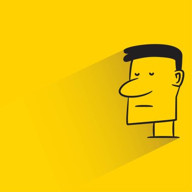 Sarı arka planda gölgesi olan erkek yüz karakteri