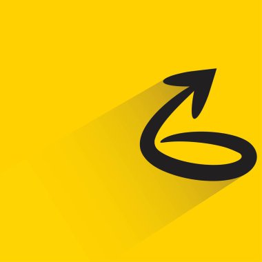 arrow with shadow on yellow background