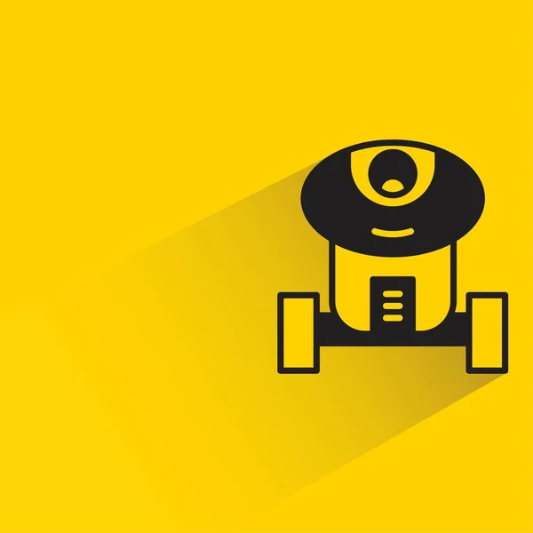 Sarı Arka Planda Gölgesi Olan Droid Robot — Stok Vektör