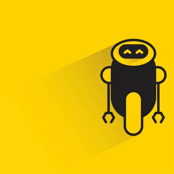 Sarı Arka Planda Gölgesi Olan Droid Robot — Stok Vektör