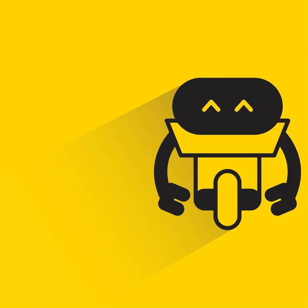 Robô Dróide Com Sombra Fundo Amarelo — Vetor de Stock