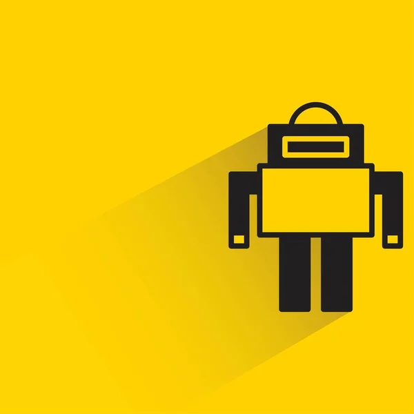 Robot Androide Con Sombra Sobre Fondo Amarillo — Archivo Imágenes Vectoriales