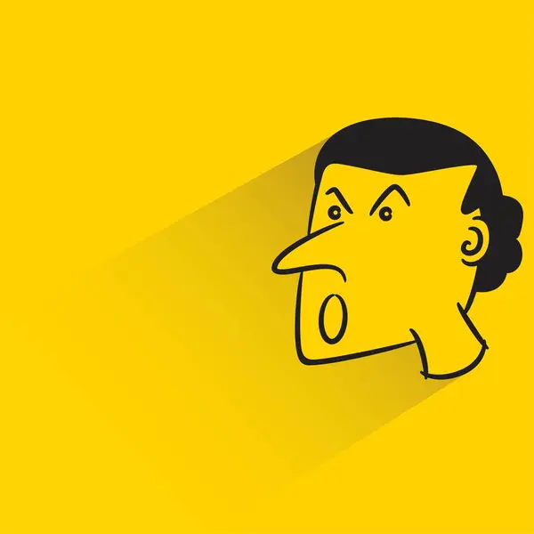 Θυμωμένος Εικονίδιο Πρόσωπο Σκιά Κίτρινο Φόντο Διάνυσμα Αρχείου