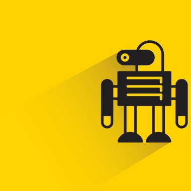 Sarı arka planda gölgesi olan robot