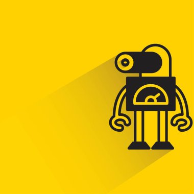Sarı arka planda gölgesi olan robot