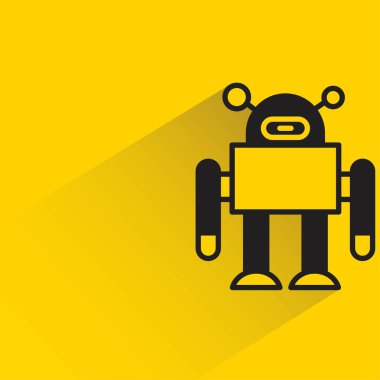 Sarı arkaplanda robot karakter simgesi