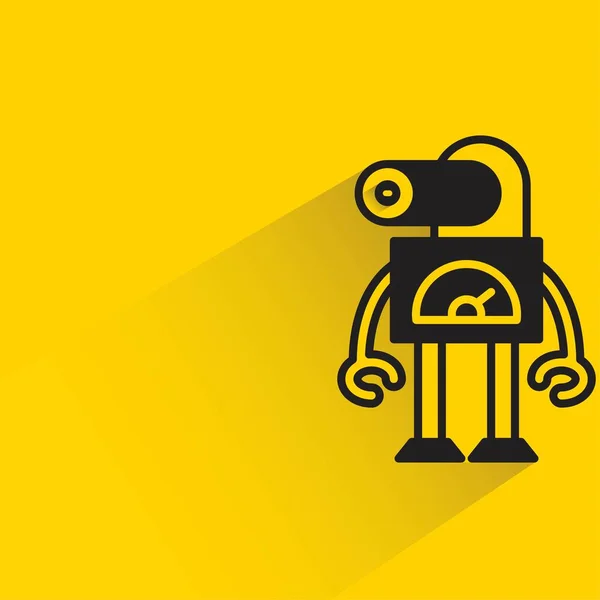 Sarı Arka Planda Gölgesi Olan Robot — Stok Vektör