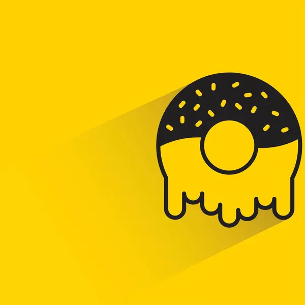 Donut Dessert Mit Schatten Auf Gelbem Hintergrund — Stockvektor