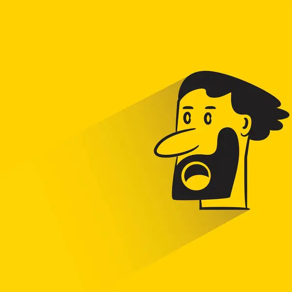Homem Barba Avatar Com Sombra Fundo Amarelo Gráficos De Vetores