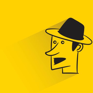 sarı arkaplanda gölgesi olan komik yüz karakteri