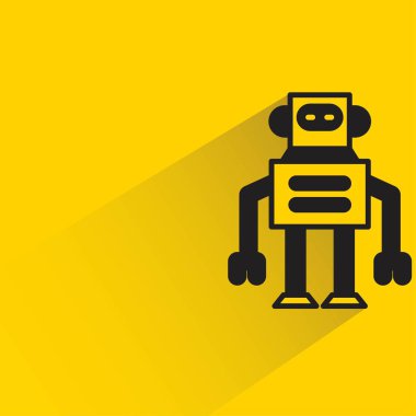 Sarı arkaplanda robot karakter simgesi