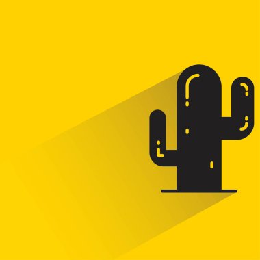 Sarı arkaplanda gölgesi olan kaktüs simgesi