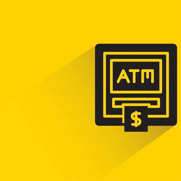 Atm Icon Shadow Yellow Background — Stock Vector