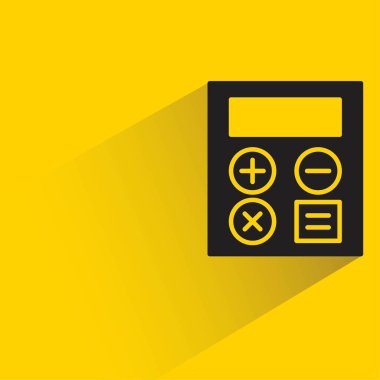 Sarı arkaplanda gölgesi olan hesap makinesi simgesi