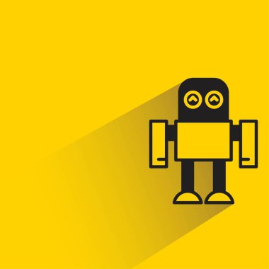 Sarı arkaplanda gölgesi olan robot simgesi