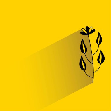 Sarı arka planda yapraklar ve çiçekler