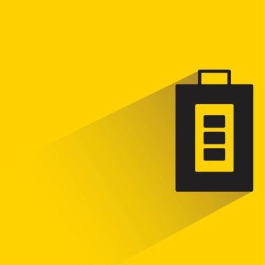 Sarı arkaplanda gölgesi olan pil simgesi