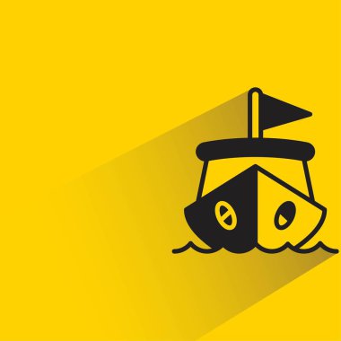 Sarı arkaplanda gölgesi olan gemi simgesi