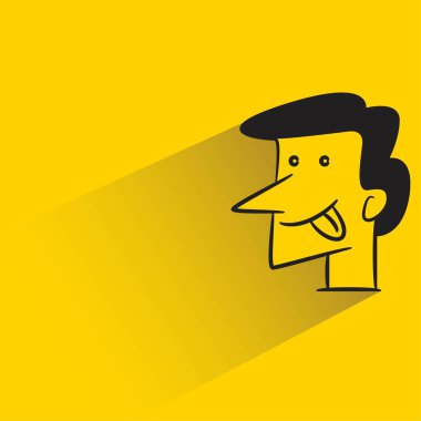 Sarı arka planda gölgesi olan erkek yüz karakteri