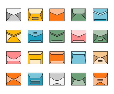 posta ve zarf simgeleri vektör illüstrasyonunu ayarlayın