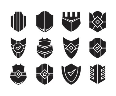 kalkan amblem simgeleri vektör illüstrasyonunu ayarla