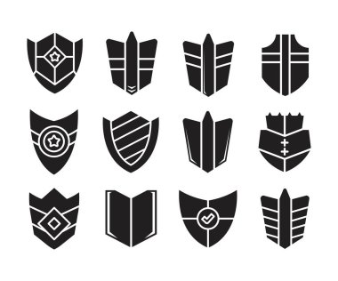 kalkan amblem simgeleri vektör illüstrasyonunu ayarla