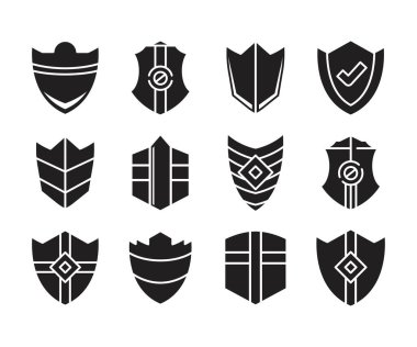 kalkan amblem simgeleri vektör illüstrasyonunu ayarla