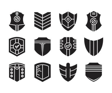 kalkan amblem simgeleri vektör illüstrasyonunu ayarla