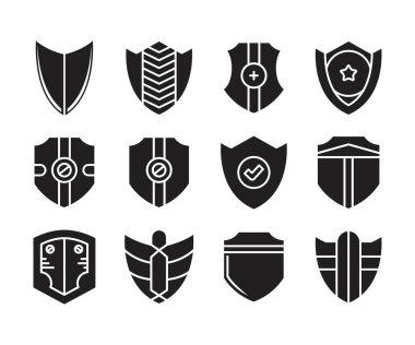 kalkan amblem simgeleri vektör illüstrasyonunu ayarla