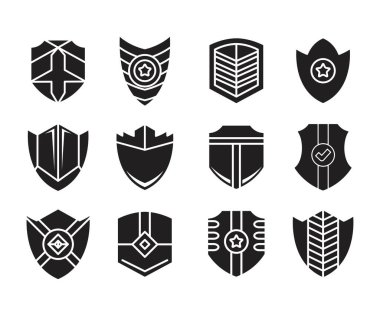 kalkan amblem simgeleri vektör illüstrasyonunu ayarla