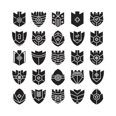 kalkan amblem simgeleri vektör illüstrasyonunu ayarla