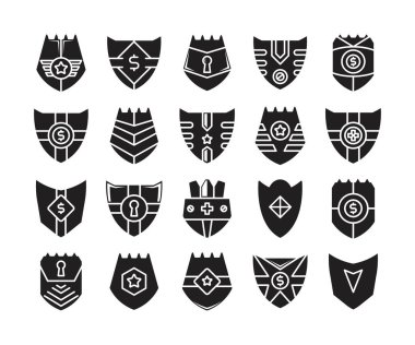kalkan amblem simgeleri vektör illüstrasyonunu ayarla