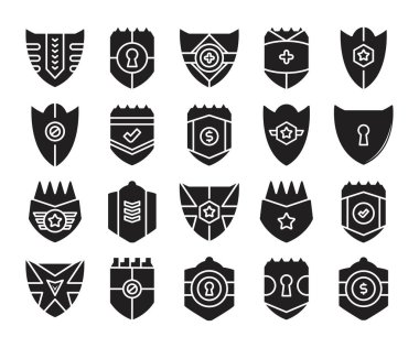 kalkan amblem simgeleri vektör illüstrasyonunu ayarla