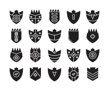 kalkan amblem simgeleri vektör illüstrasyonunu ayarla