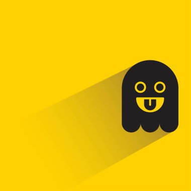 Sarı arka planda gölgesi olan yüzsüz hayalet emojisi.